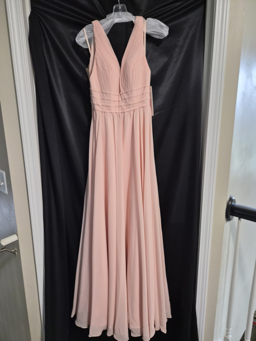 PromGirl Blush Pink V-Neck Chiffon Prom Gown